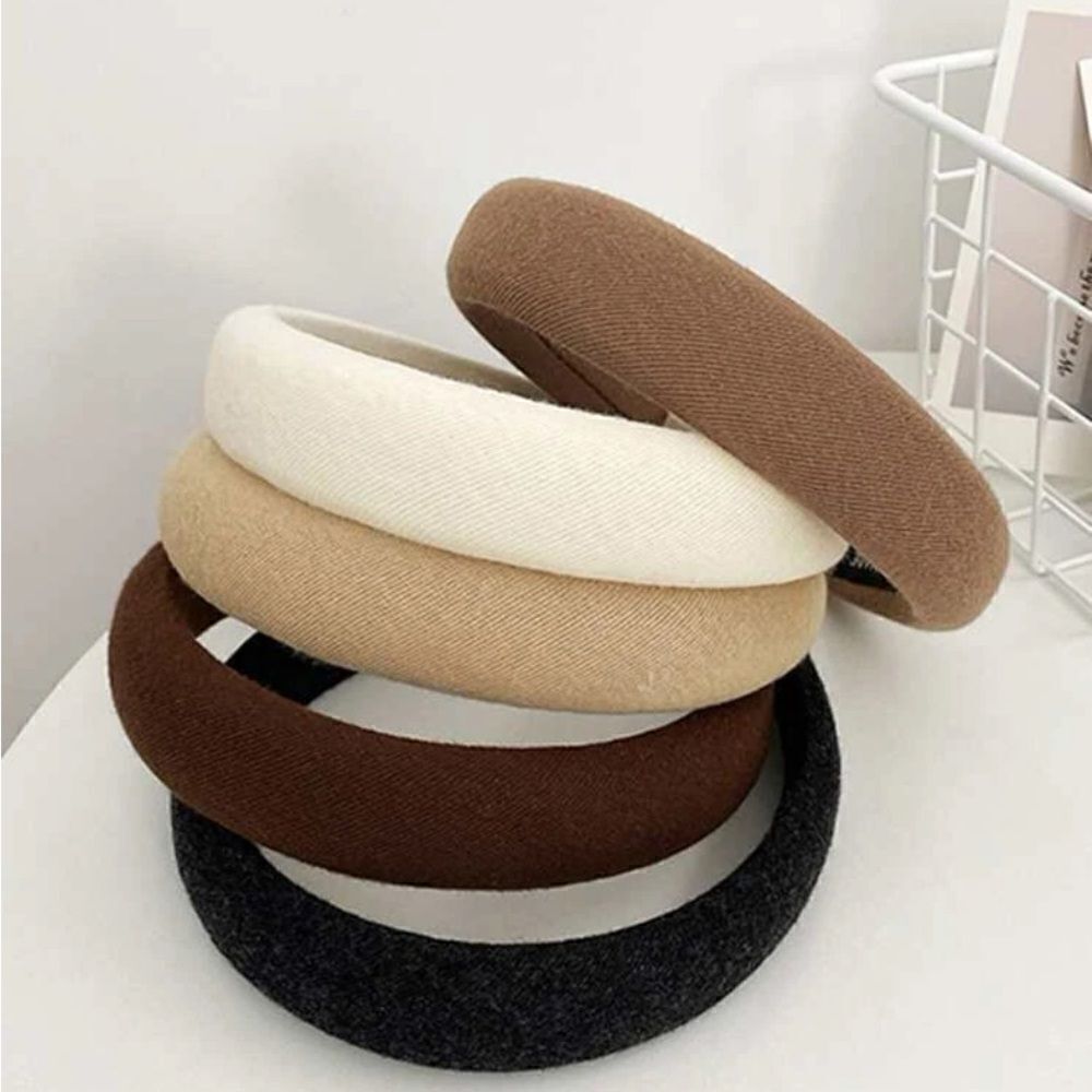 5pcs Women Fashionable Solid Wide Plain Headband set.